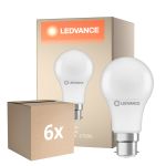 Fordelspakke 6x Ledvance Performance LED Pære B22d Pære matt 8.5W 806lm - 827 ekstra varm hvid | erstatter 60W