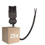 Fordelspakke 25x Noxion GST - Kompatibel Forsyningskabel Sort - Han + Åbne ender - 0,3m - 2 pole 0,75mm2