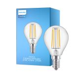 Philips Corepro LED Lustre E14 Kugle filament klar 4.3W 470lm - 827 ekstra varm hvid | erstatter 40W