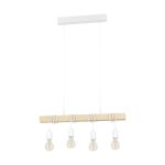 Eglo Pendel Lampe Townshend Stål Hvid Træ | IP20 - Egnet til 4x E27 