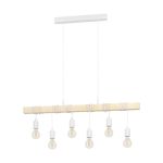 Eglo Pendel Lampe Townshend Stål Hvid Træ | IP20 - Egnet til 6x E27 