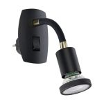 Eglo Vægbelysning Parrini Lamp med Stik  Sort 4.5W 345lm - 830 Varm Hvid | IP20 - Inkl. 1x GU10