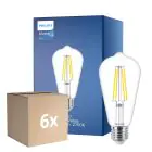 Fordelspakke 6x Philips MASTER Value LED Pære E27 Edison filament klar 5.9W 806lm - 927 ekstra varm hvid | bedste farvegengivelse - erstatter 60W